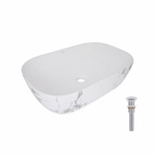 Раковина накладна Qtap Robin 600 x 390 x 150 мм, Marble, прямокутна, з донним клапаном (QTROB188MR49788)