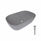 Раковина накладна Qtap Robin 600 x 390 x 150 мм, Stone grey, прямокутна, з донним клапаном (QTROB188SG49786)