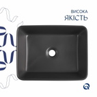Раковина накладная, прямоугольная, с донным клапаном Qtap Tern 480 x 370 x 135 мм, Anthracite (QT17116069AN)