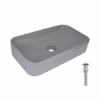 Раковина накладна Qtap Tern 610 x 350 x 135 мм, Stone grey, прямокутна, з донним клапаном (QTTER188SG49789)