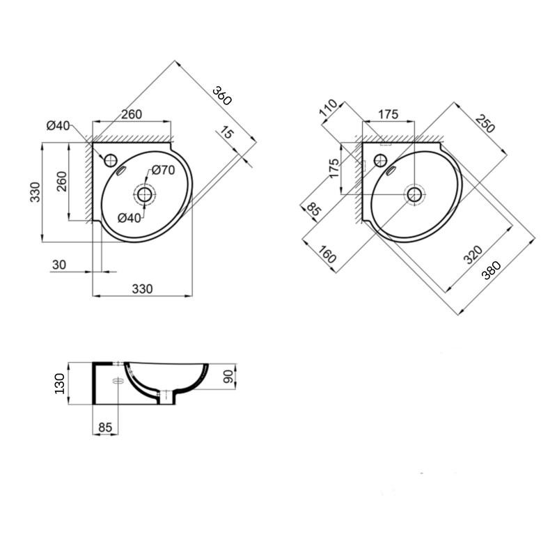 Раковина Qtap Leo 380 x 360 x 130 White (QT11115010WN)