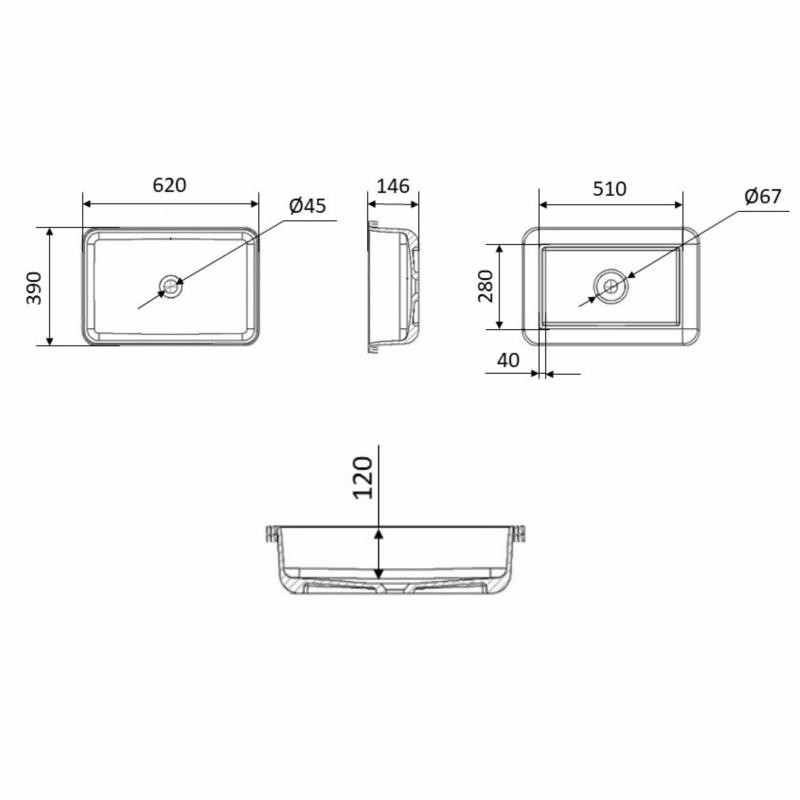 Раковина Qtap Scorpio 615 х 390 х 150 White (QT1411K491WN)