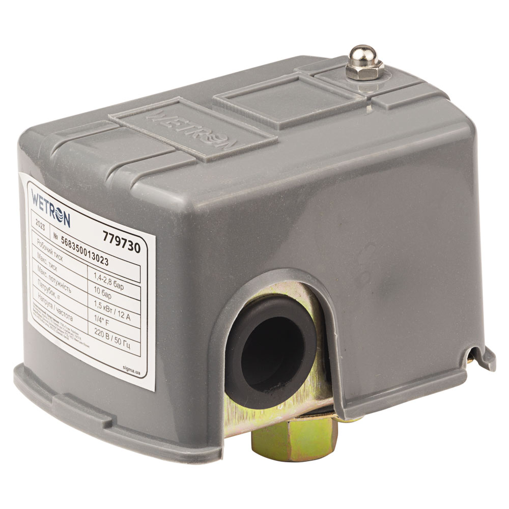 Реле тиску Wetron 1.5кВт 1.4-2.8 бар прямоуг (гайка)