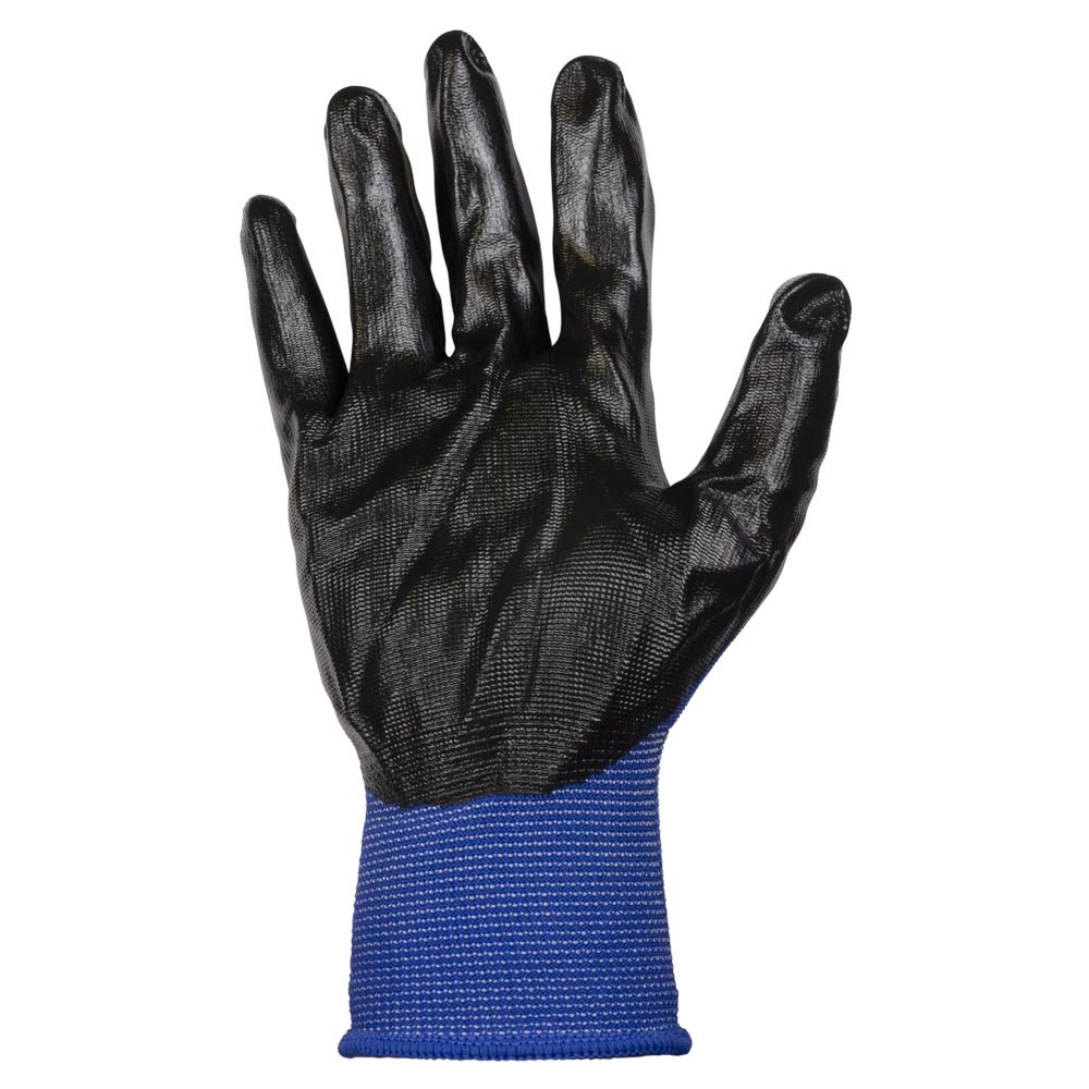 Рукавички Sigma трикотажні з частковим нітриловим покриттям р10 (синьо-чорні манжет) КРАТНО 12 парам