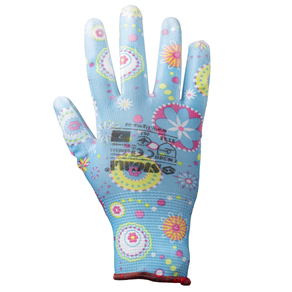 Рукавички Sigma трикотажні з частковим ПУ покриттям р7 (сині, манжет)