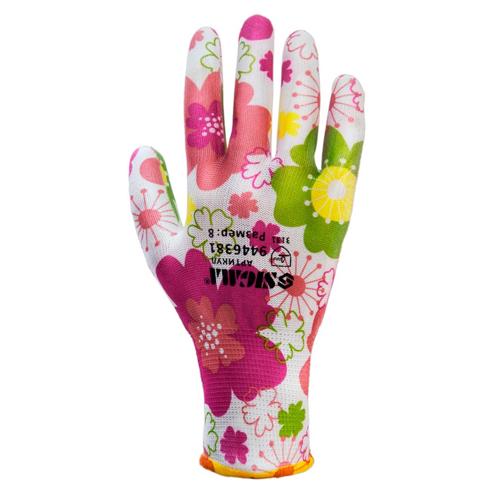 Рукавички Sigma з ПУ покриттям р8 (білі, манжет)