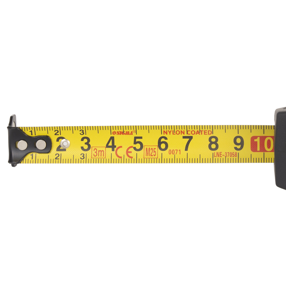Рулетка Sigma ClickLock магнітна обгумована нейлонове покриття автостоп 3 м х 16 мм