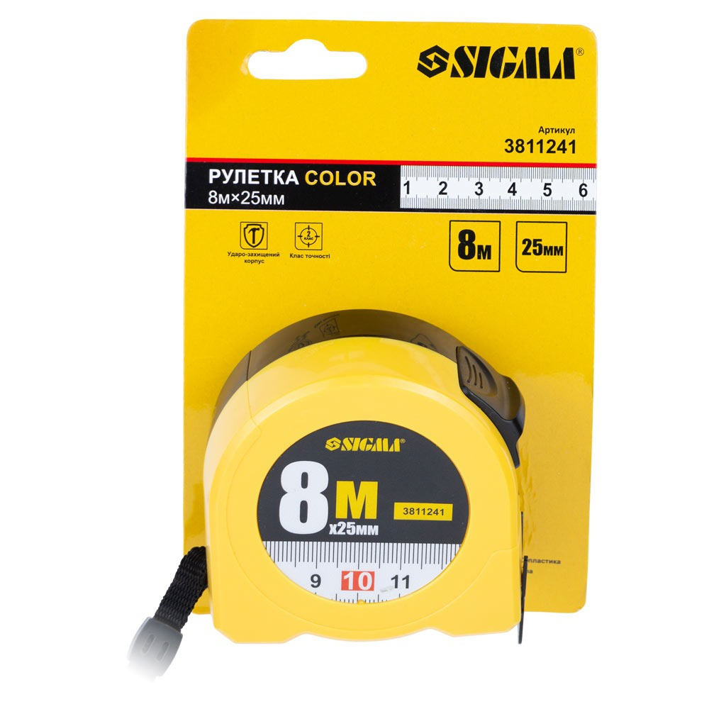 Рулетка Sigma Color 8 м × 25 мм