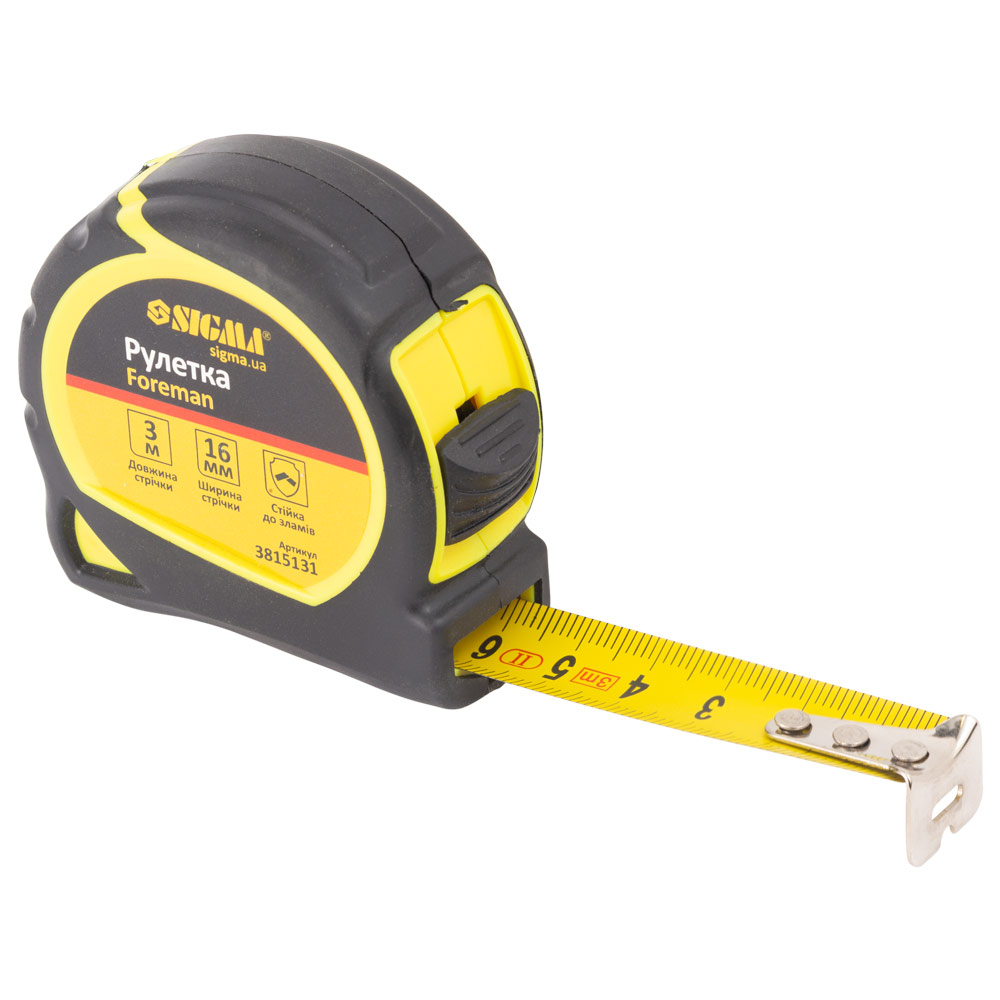 Рулетка Sigma Foreman 3 м х 16 мм без ремешка