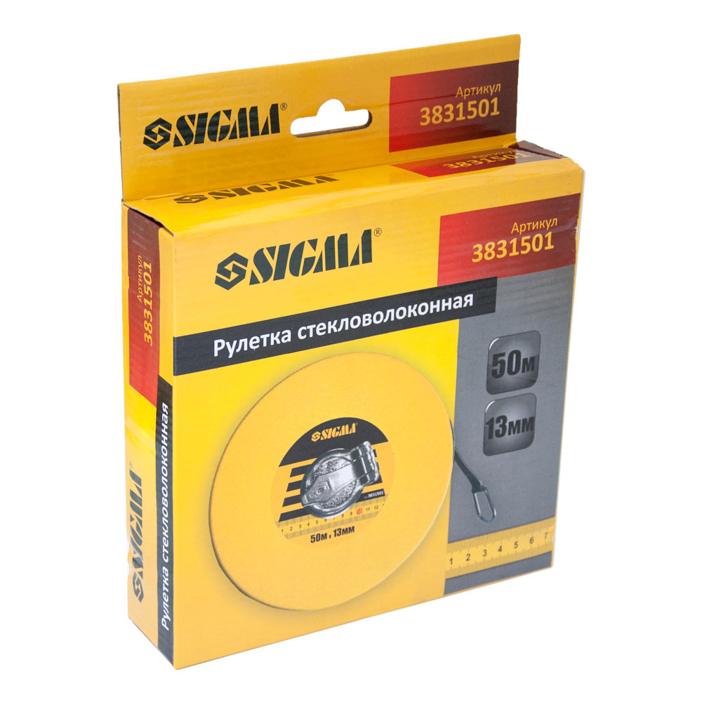 Рулетка Sigma стекловолокно 50 м х 13 мм