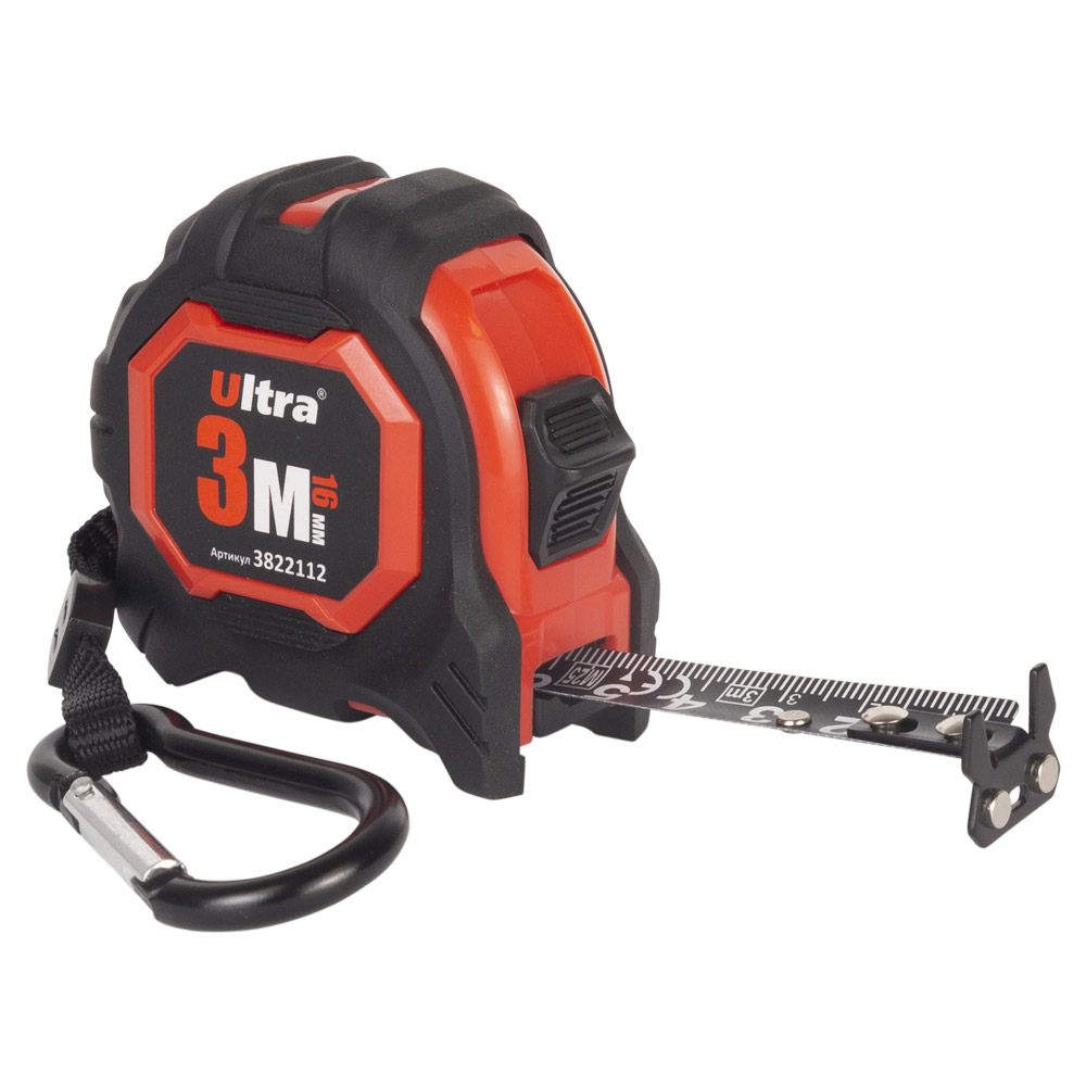 Рулетка Ultra Extra магнітна обгумована нейлонове покриття двостороннє полотно/зачіп 3 м х 16 мм