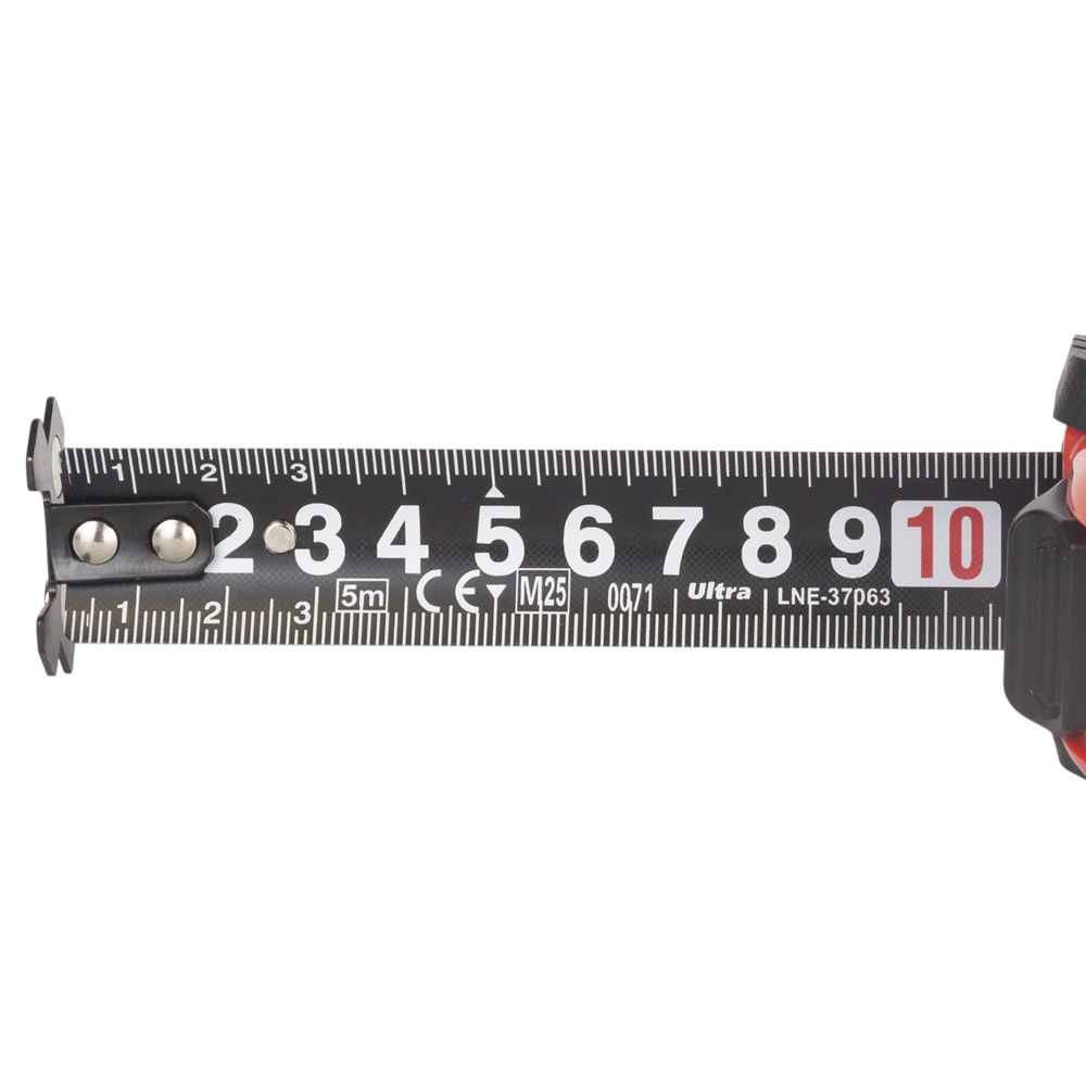 Рулетка Ultra Extra магнітна обгумована нейлонове покриття двостороннє полотно/зачіп 5 м х 25 мм
