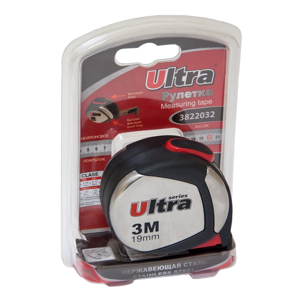 Рулетка Ultra магнитная, нейлоновое покрытие 3 м х 19 мм
