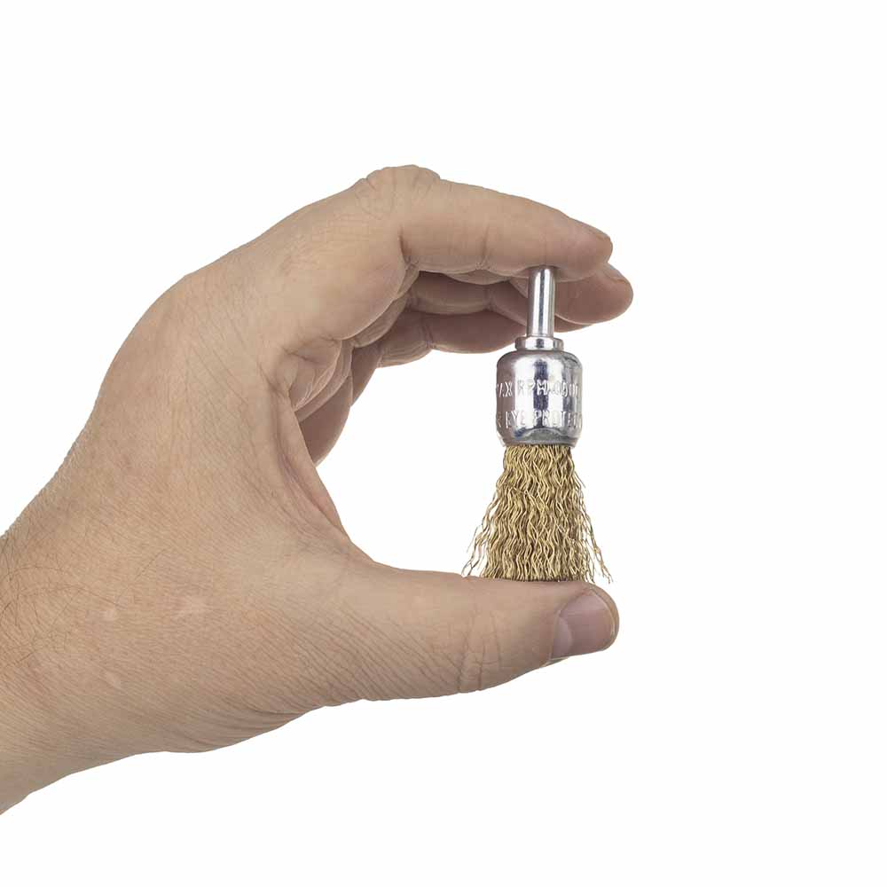 Щітка дротяна Sigma конусоподібна Ø17 мм хвостовик Ø6 мм (латуньованна)