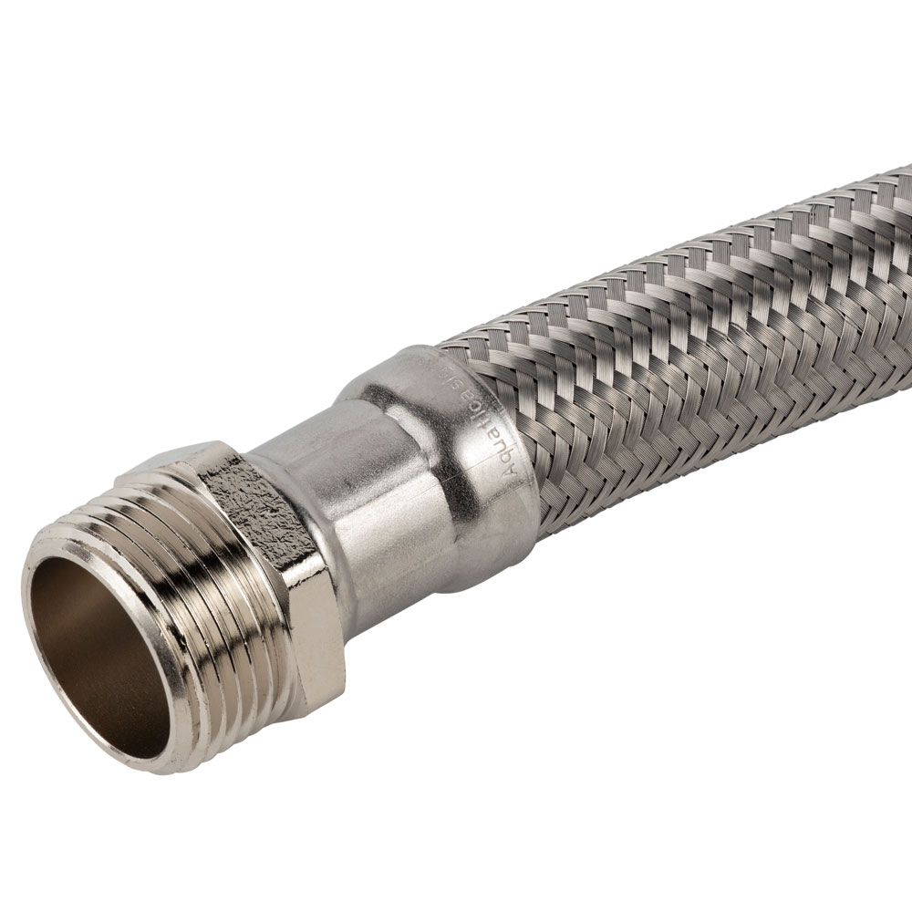 Шланг Aquatica Ø26 80 см F1" x M1" SS посилений Pmax 10 бар