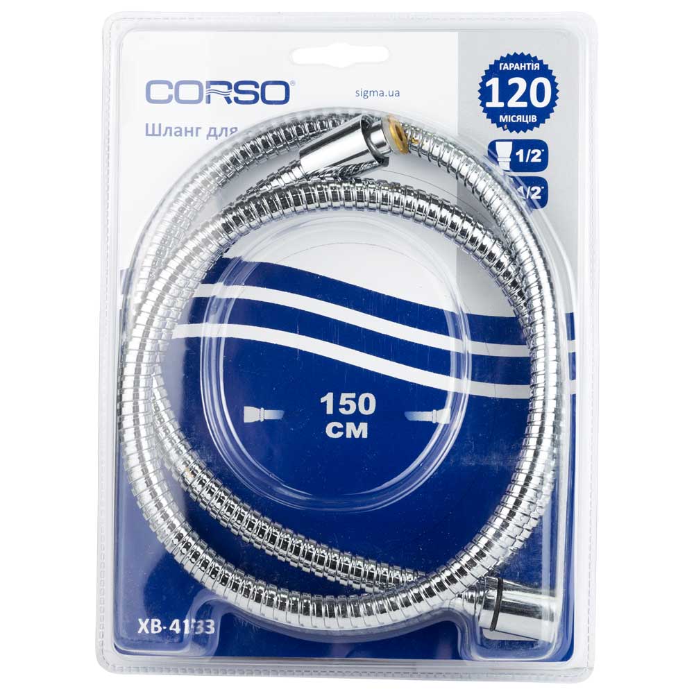 Шланг для душу Corso 1/2" хромований з підшипником 150 см