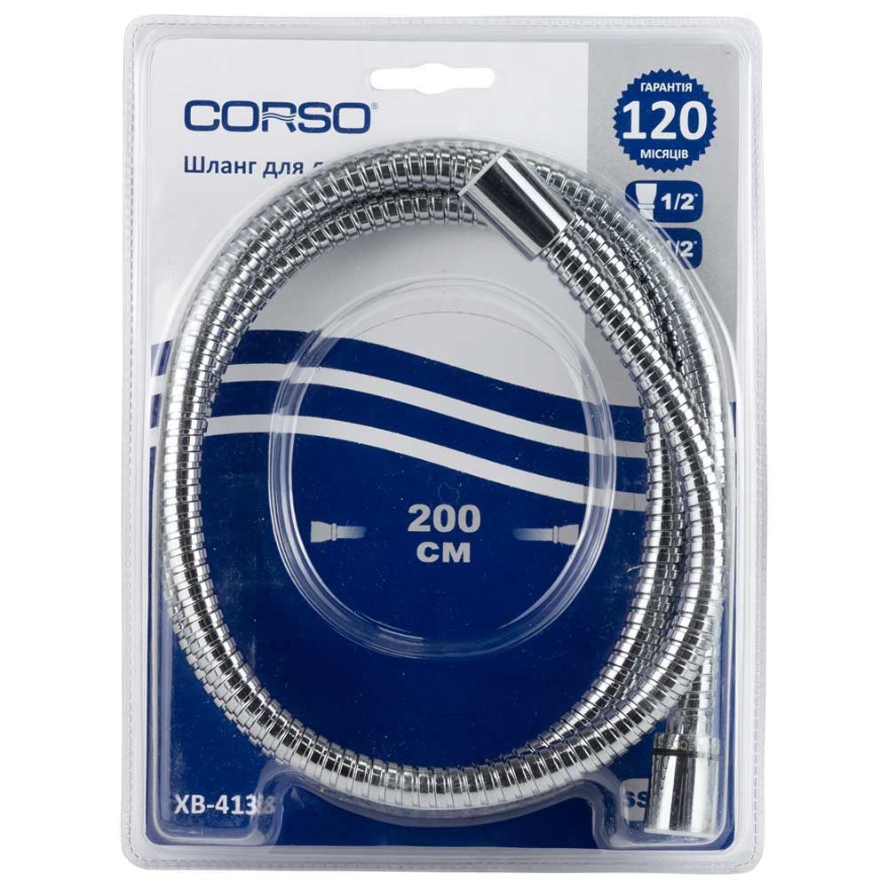 Шланг для душу Corso 1/2" хромований з підшипником 200 см