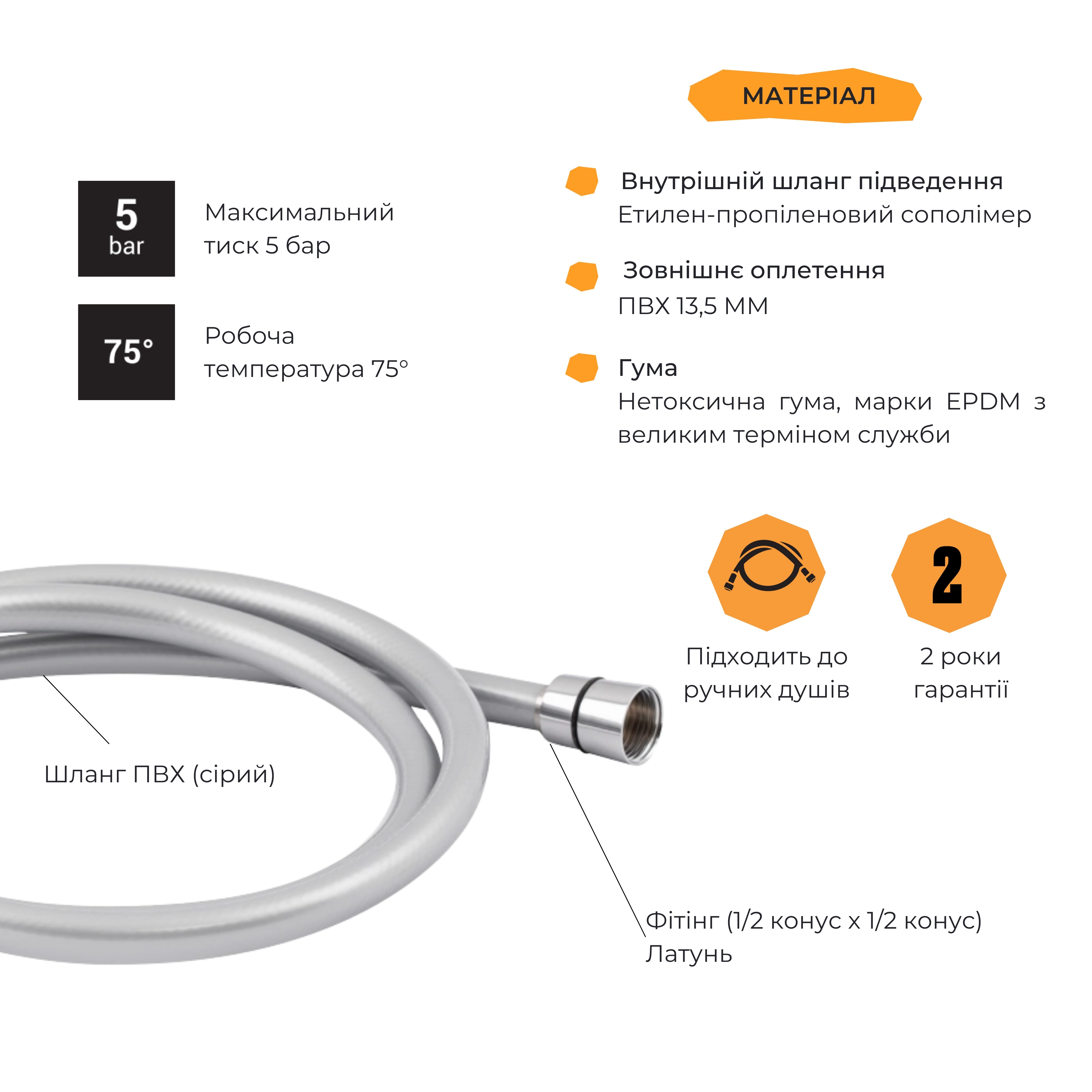 Шланг Lidz Niagara 09 1,5 м Chrome (LDNIA09CRM35458)