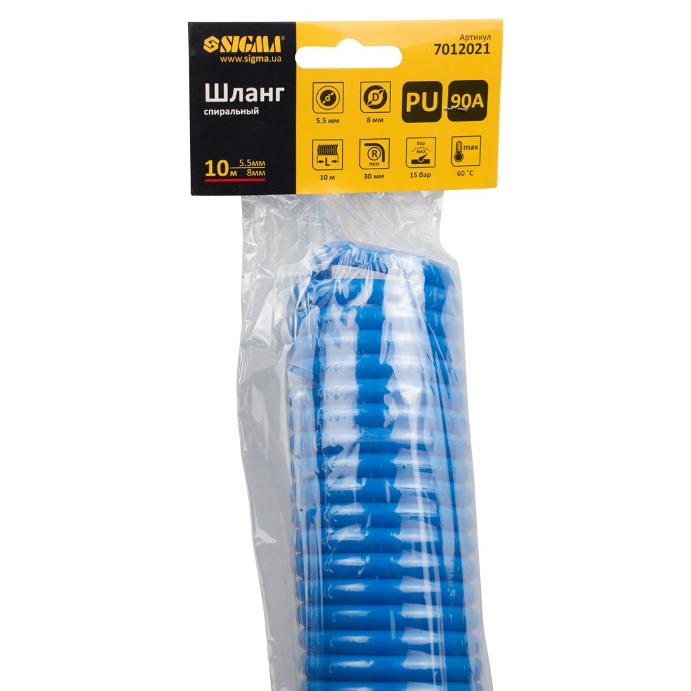 Шланг Sigma спиральный полиуретановый (PU) 10 м 5.5 х 8 мм