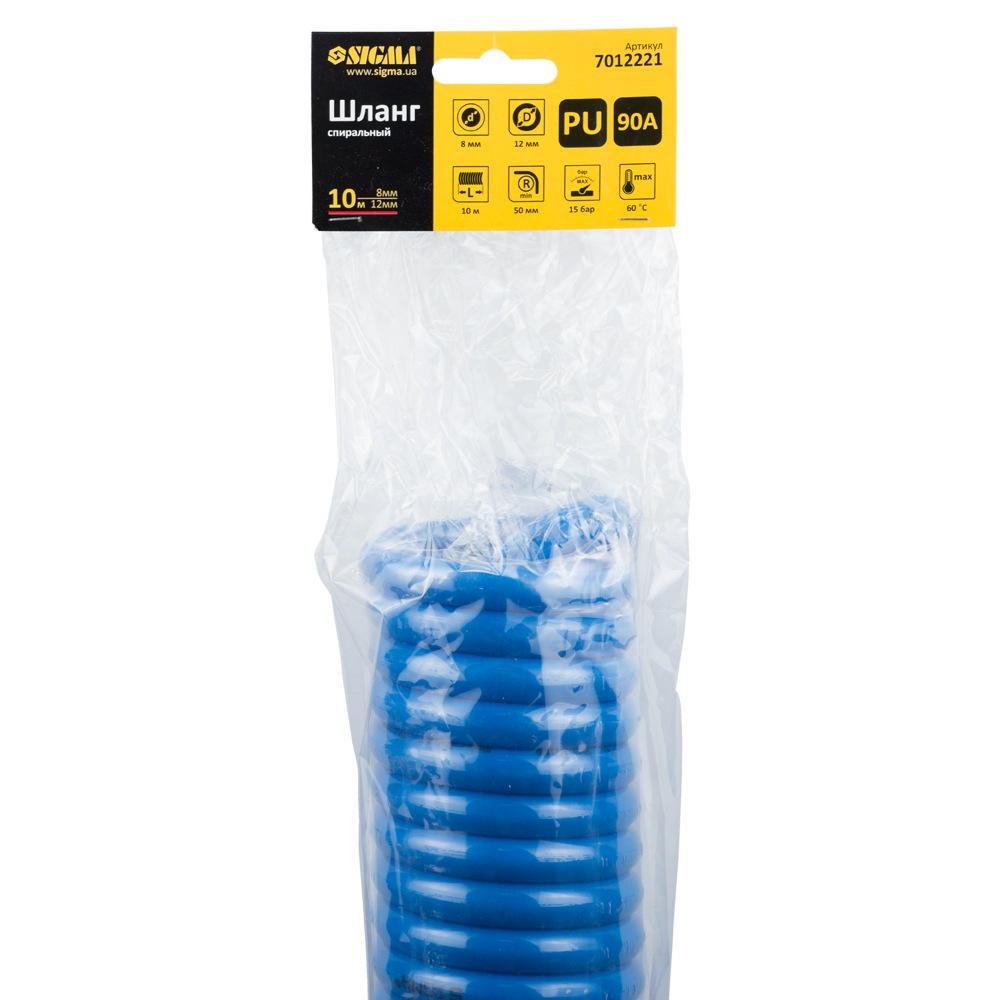 Шланг Sigma спиральный полиуретановый (PU) 10 м 8 х 12 мм