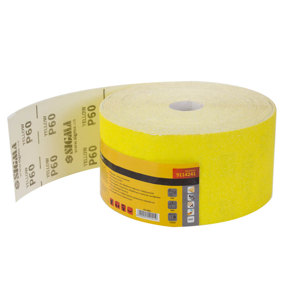 Шліфувальний папір Sigma рулон 115 мм х 1 м P60