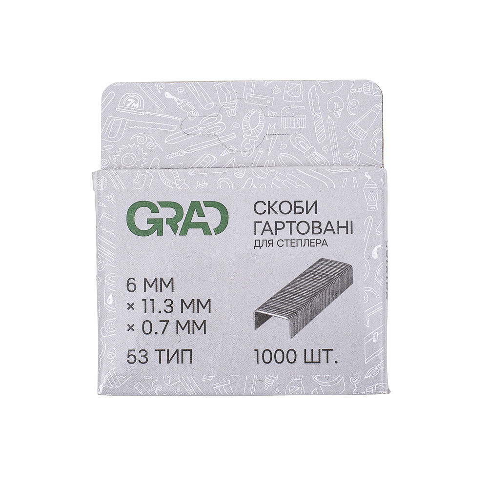 Скоби Grad 6 х 11.3 мм гартовані 1000 шт