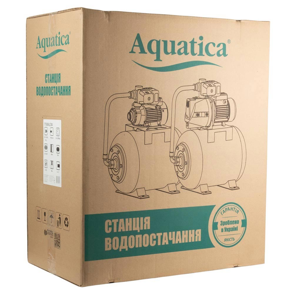 Станция Aquatica 0.37кВт Hmax 40м Qmax 40л/мин (вихревой насос) 24л Украина