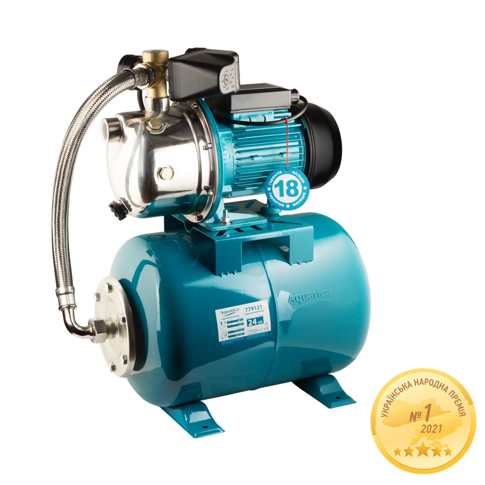 Станція Aquatica 1.1кВт Hmax 50м Qmax 60л/хв (самовсмоктуючий насос нерж) 24л Україна