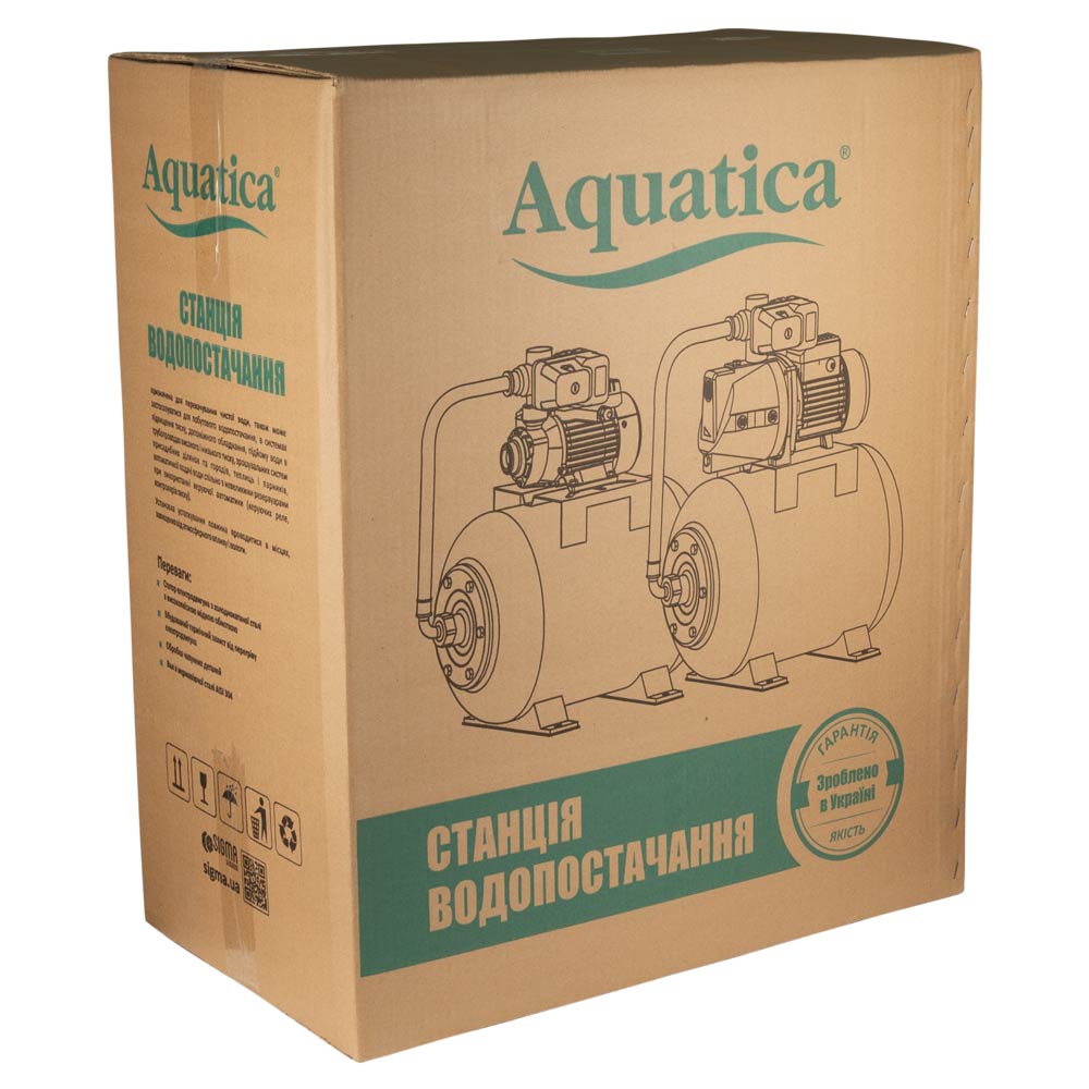 Станція Aquatica 1.1кВт Hmax 50м Qmax 60л/хв (самовсмоктуючий насос нерж) 24л Україна