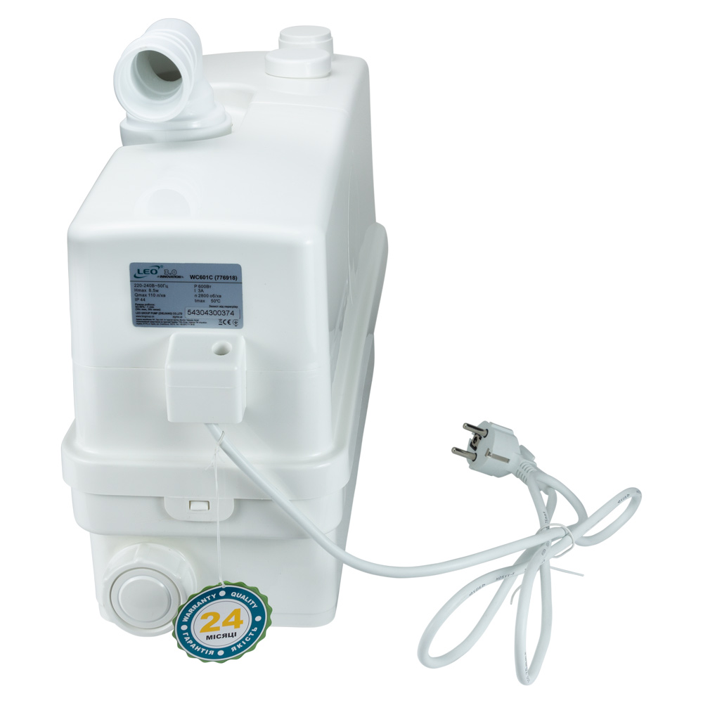 Станция канализационная Leo 0.6кВт Hmax 8.5 м Qmax 110л/мин 3 входа 3.0 WC601С