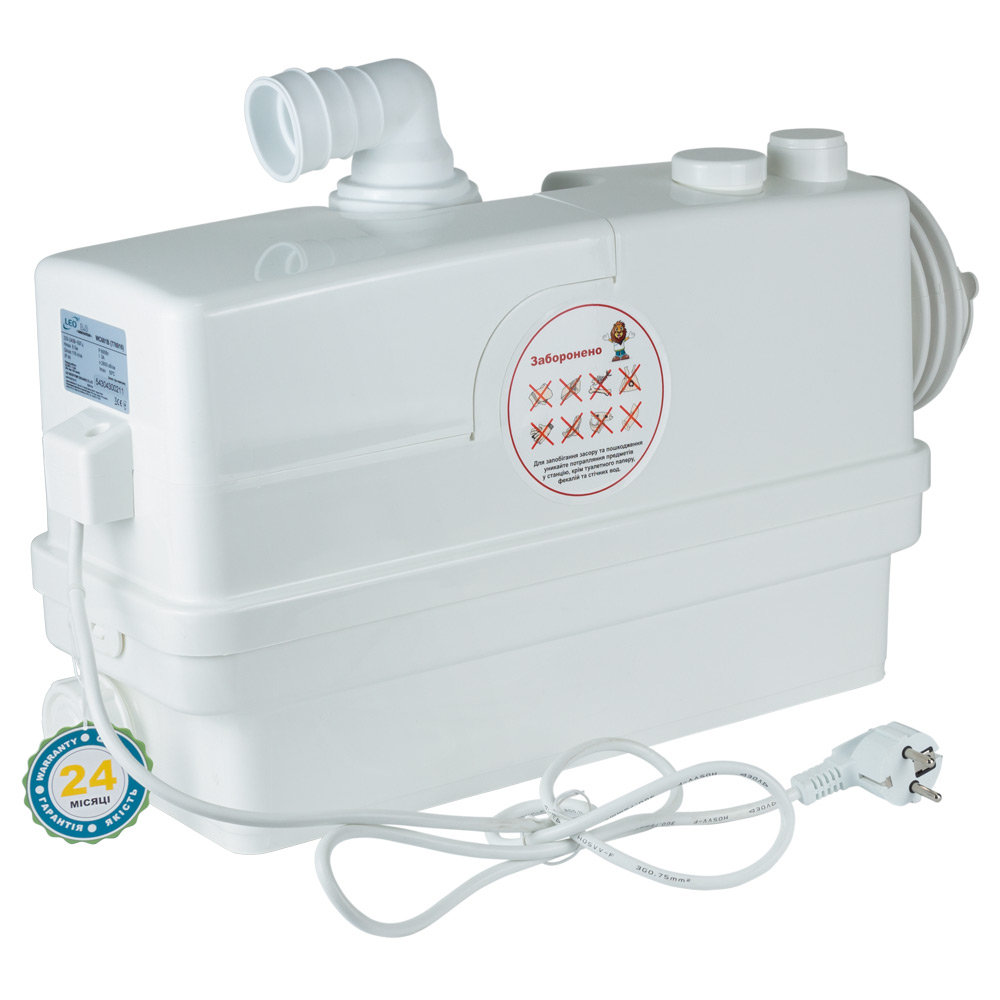 Станція каналізаційна Leo 0.6кВт Hmax 8.5 м Qmax 110л/хв 3 входу + боковий вхід 90 мм 3.0 WC601В