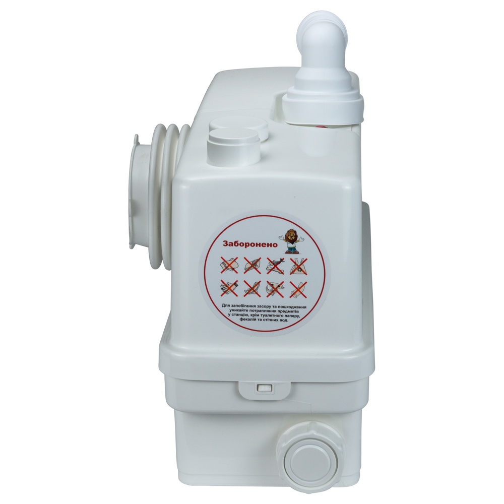 Станція каналізаційна Leo 0.6кВт Hmax 8.5 м Qmax 110л/хв 3 входу + фронтальний вхід 90 мм 3.0 WC601A