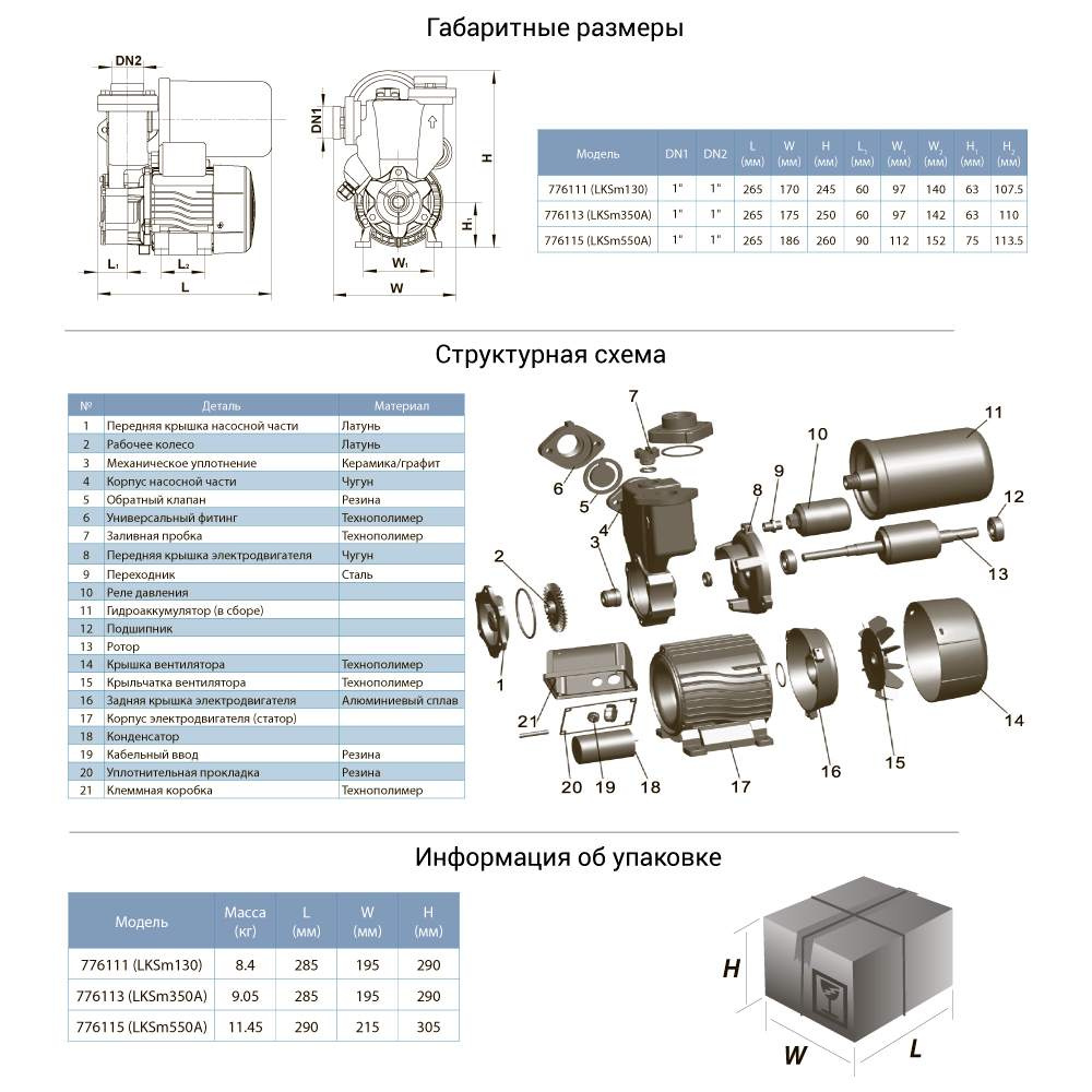 Станція Leo 0.125кВт Hmax 30м Qmax 30л/хв (вихровий насос) 1л