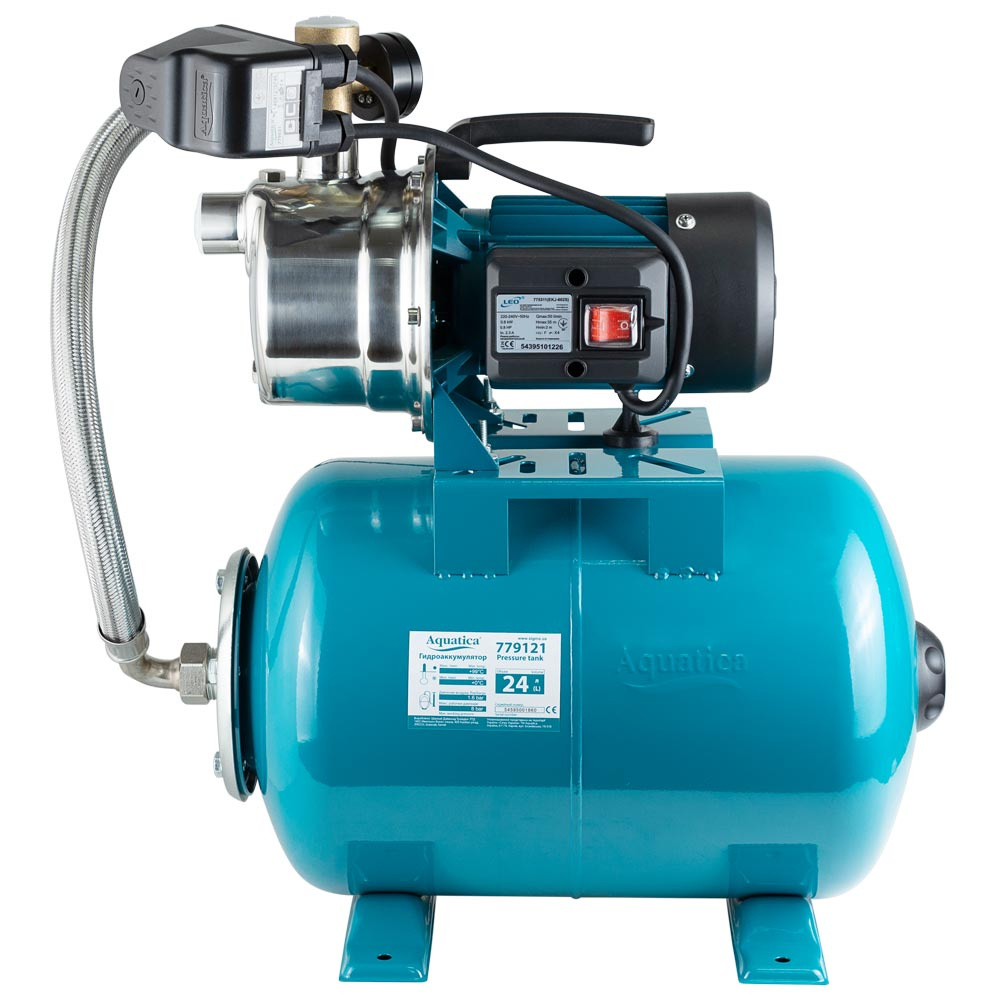 Станція Leo 0.6кВт Hmax 35м Qmax 50л/хв (самовсмоктуючий насос нерж) 24л Україна