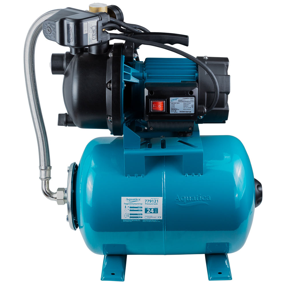 Станція Leo 1.0кВт Hmax 44м Qmax 73л/хв пластик (самовсмоктуючий насос) 24л Україна