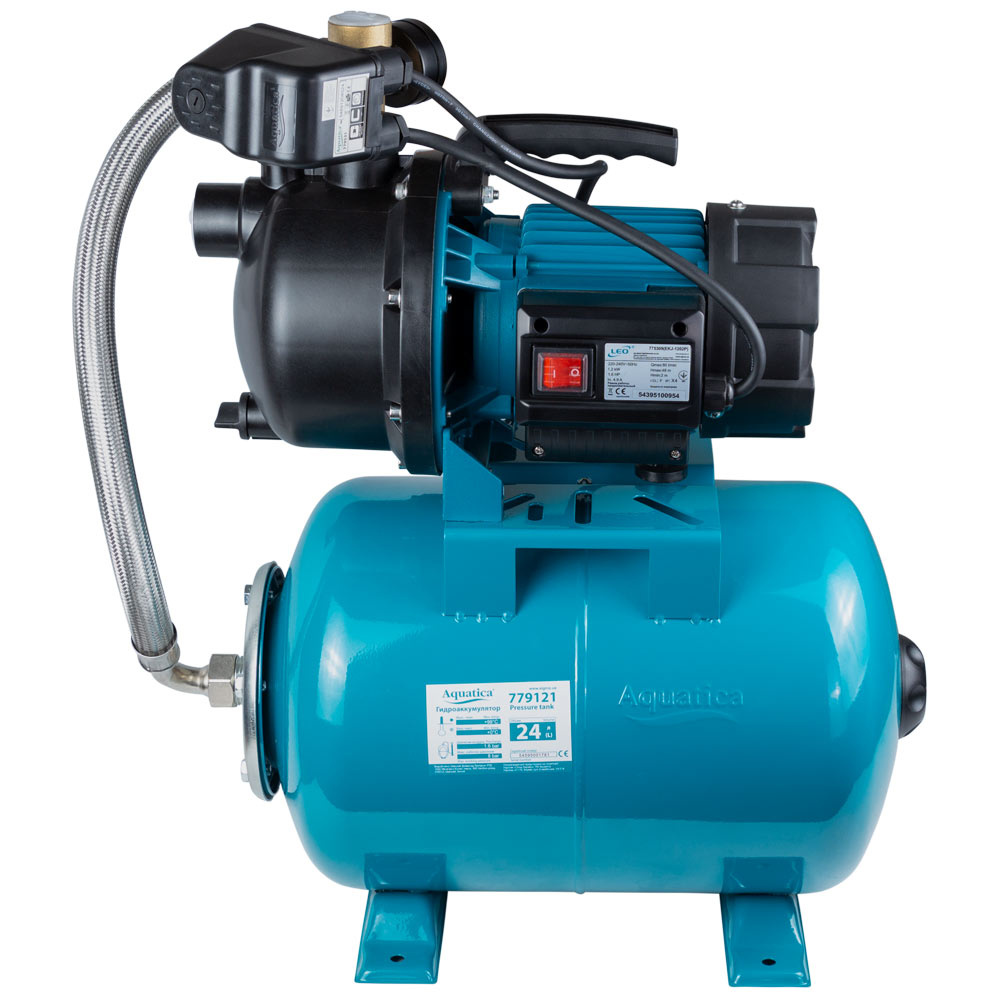 Станція Leo 1.2КВт Hmax 48м Qmax 80л/хв пластик (самовсмоктуючий насос) 24л Україна