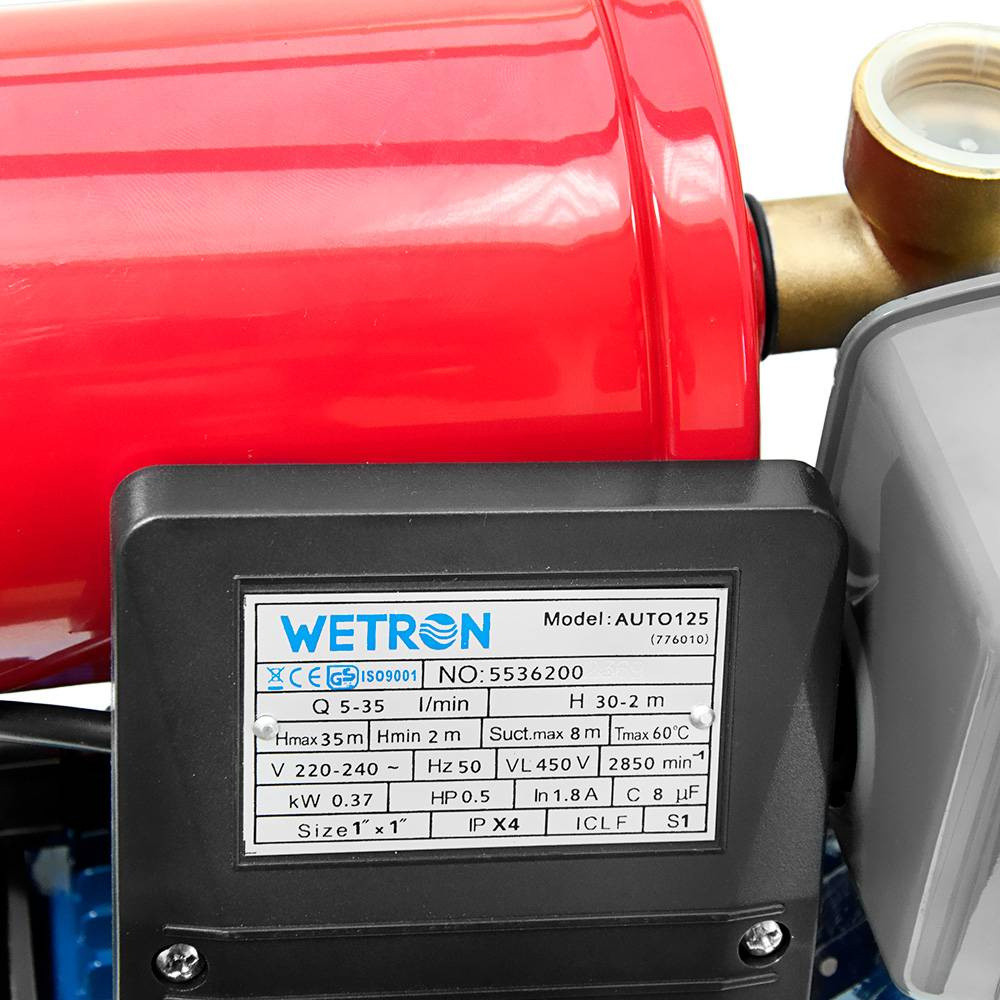 Станция Wetron 0.37кВт Hmax 32м Qmax 35л/мин (вихревой насос) 1л