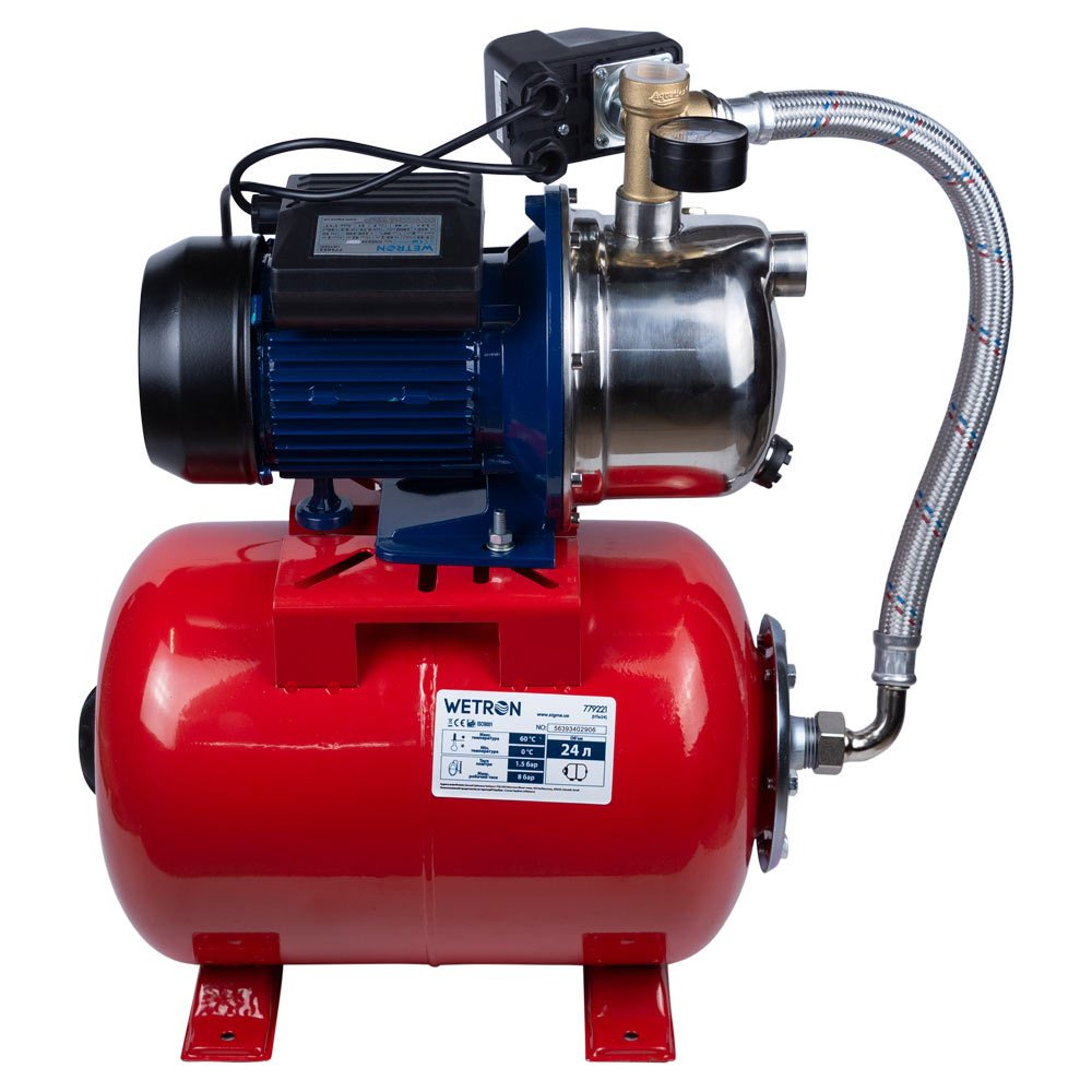 Станція Wetron 0.75кВт Hmax 42м Qmax 50л/хв (самовсмоктуючий насос нерж) 24л Україна