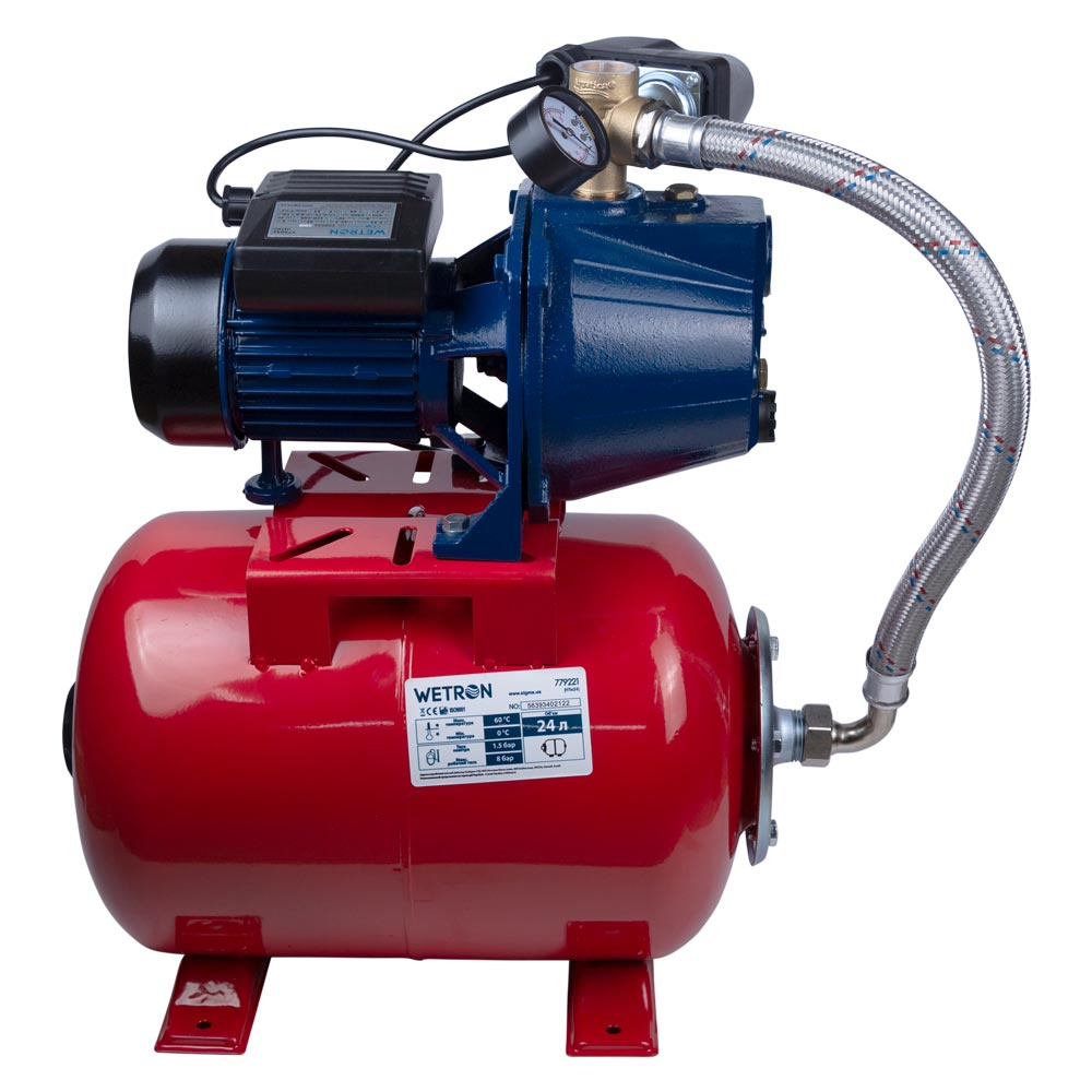 Станція Wetron 0.75кВт Hmax 45м Qmax 55л/хв (самовсмоктуючий насос) 24л Україна