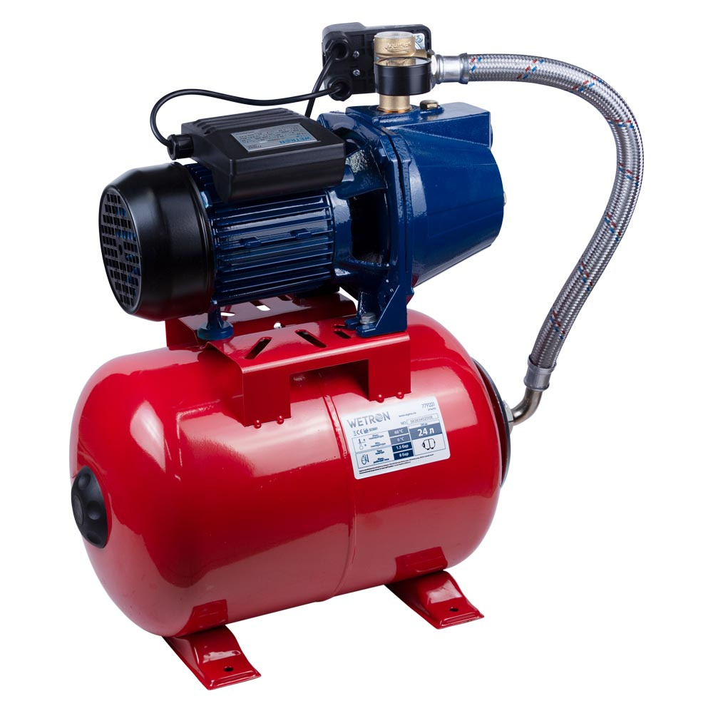 Станція Wetron 1.1кВт Hmax 50м Qmax 60л/хв (самовсмоктуючий насос) 24л Україна
