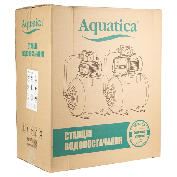 Станция Aquatica 0.75кВт Hmax 46 м Qmax 50л/хв (самовсасывающий насос нерж) 24 л Украина