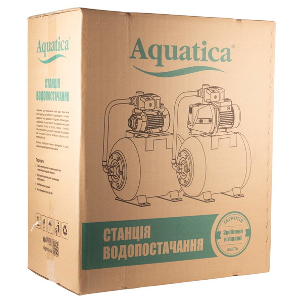 Станция Aquatica 0.75кВт Hmax 48 м Qmax 55л/хв (самовсасывающий насос) 24 л Украина