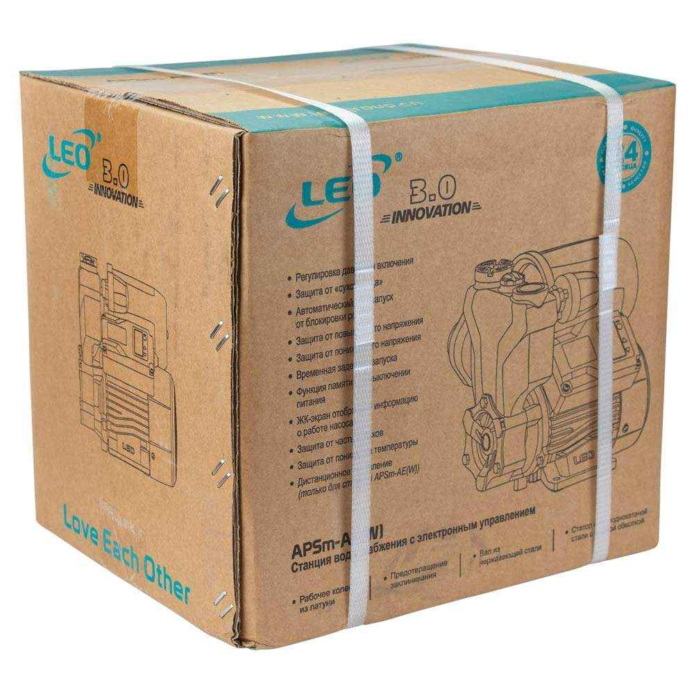 Станція Leo 0.37кВт Hmax 40 м Qmax 39л/хв (вихровий насос) 1 л + рег тиску 3.0