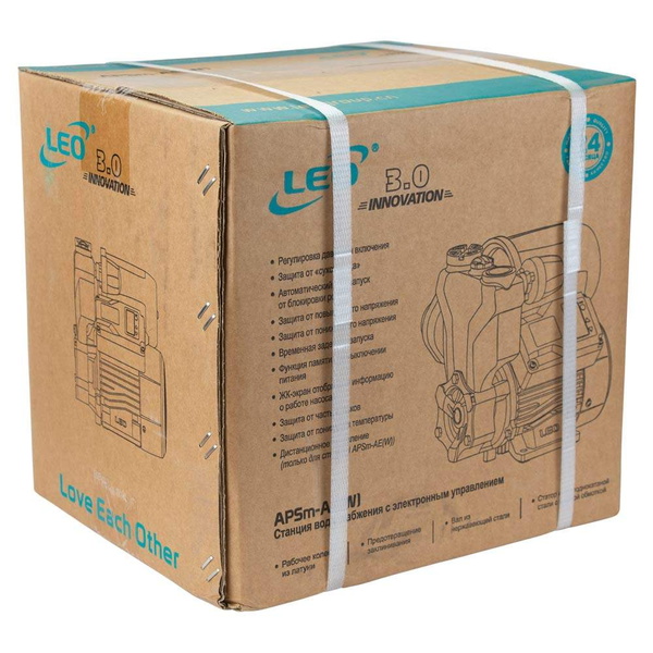 Станція Leo 0.37кВт Hmax 40 м Qmax 39л/хв (вихровий насос) 1 л + рег тиску 3.0