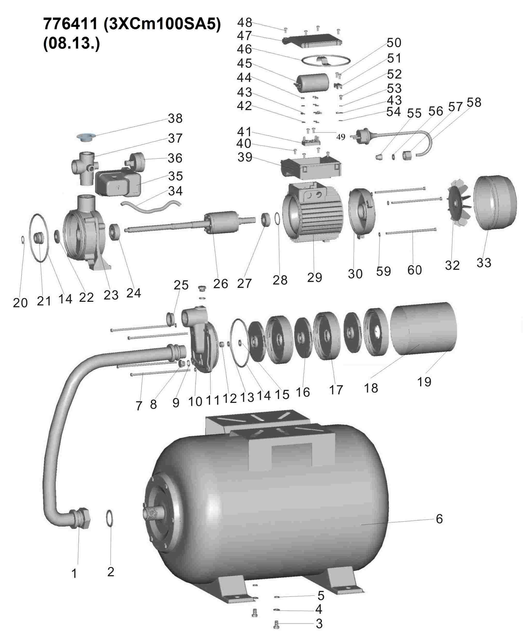 Станція Leo 0.6кВт Hmax 35 м Qmax 80л/хв (багатоступ. насос) 24 л