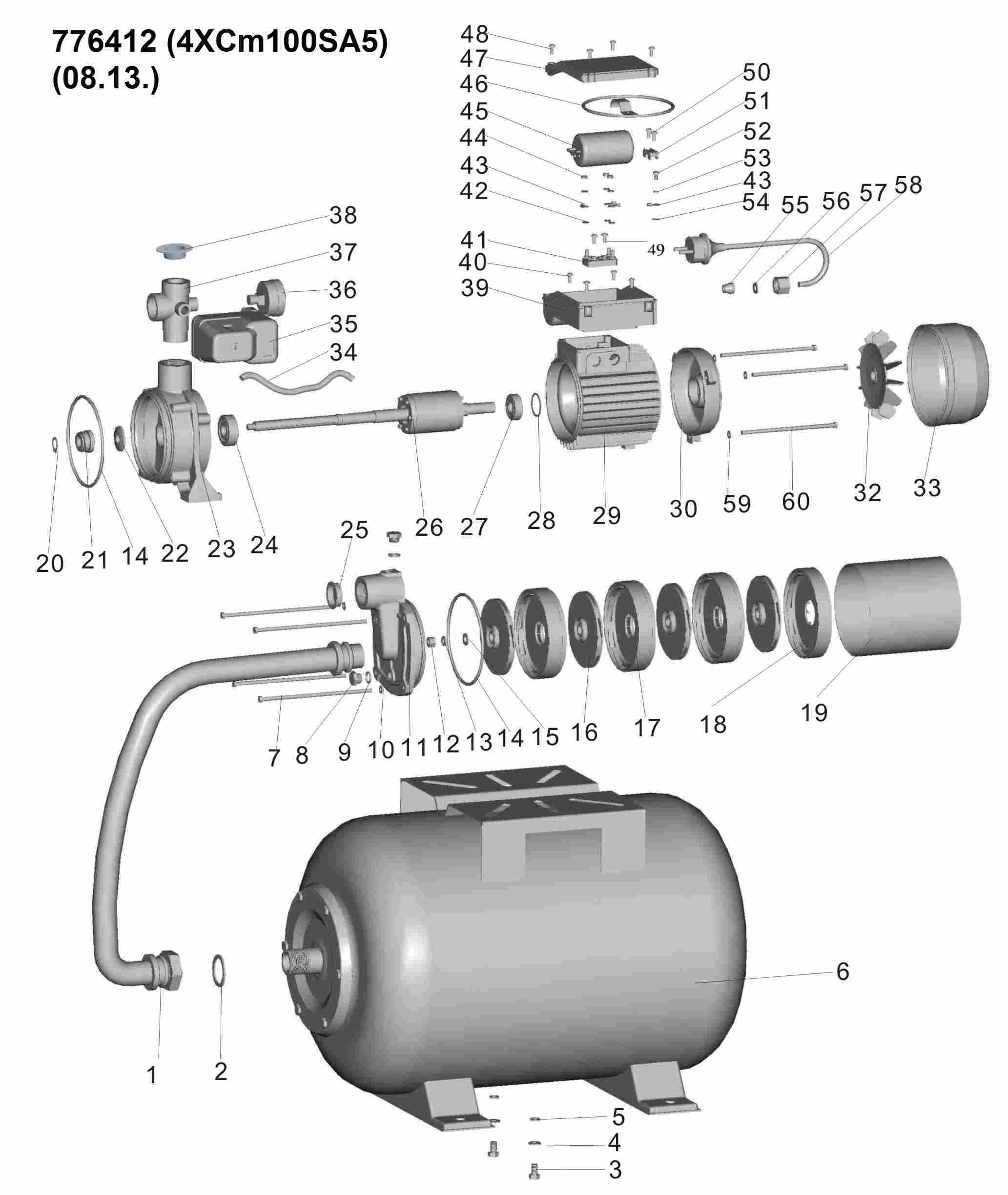 Станція Leo 0.75кВт Hmax 45 м Qmax 90л/хв (багатоступ. насос) 24 л