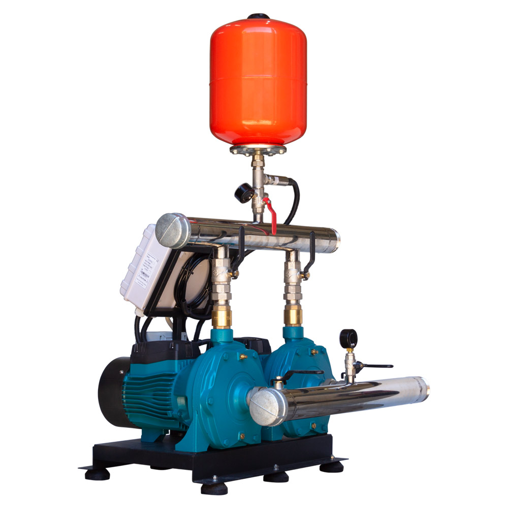 Станція Leo підвищення тиску 380В 2 x 3.0кВт Hmax 70 м Qmax 250 л/хв 19 л + каскадне управління 3.0