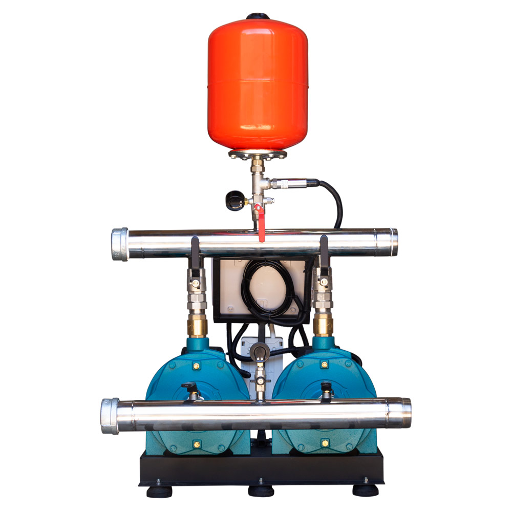 Станція Leo підвищення тиску 380В 2 x 3.0кВт Hmax 70 м Qmax 250 л/хв 19 л + каскадне управління 3.0