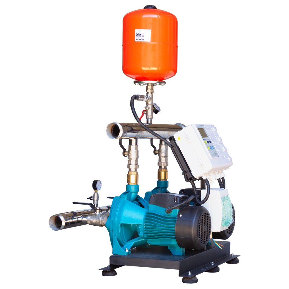 Станція Leo підвищення тиску 380В 2 x 3.0кВт Hmax 70 м Qmax 250 л/хв 19 л + каскадне управління 3.0