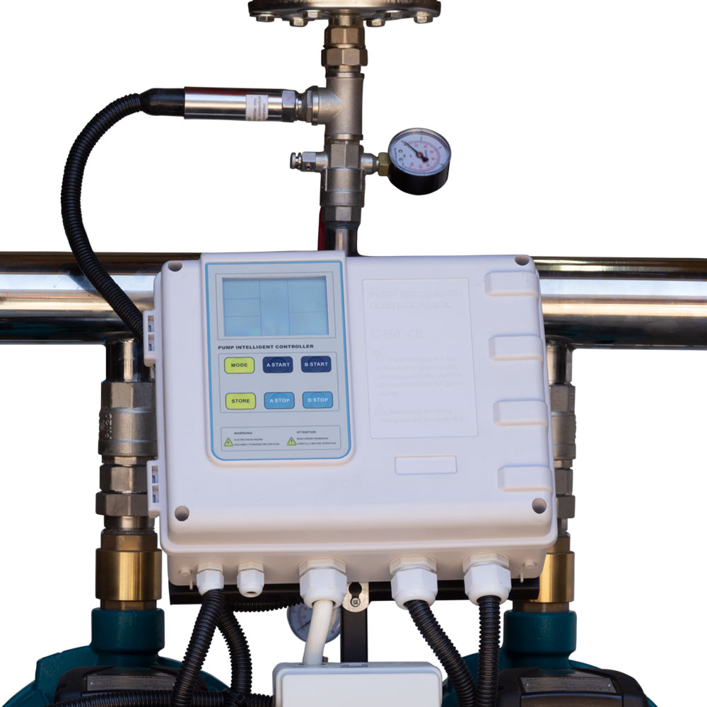 Станція Leo підвищення тиску 380В 2 x 3.0кВт Hmax 70 м Qmax 250 л/хв 19 л + каскадне управління 3.0